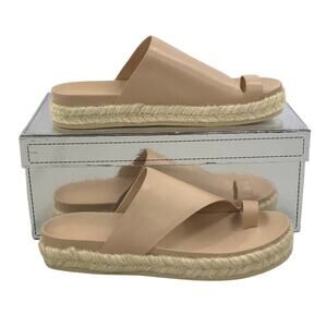 Sigerson Morrison Laddie Padded Leather Slides in Light Latte Espadrille